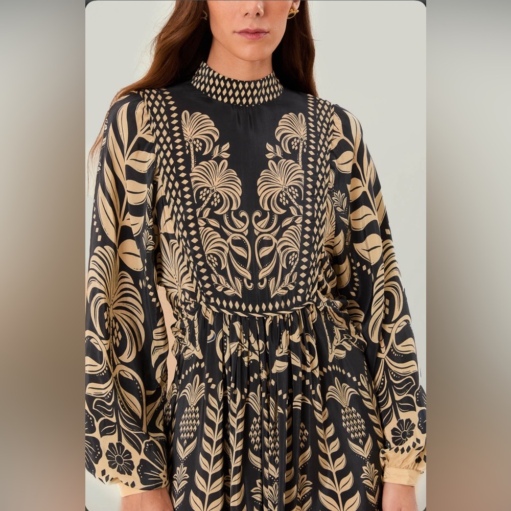 FARM Rio Black and Beige Maxi Dress with Botanical Print - Picture 5 of 9
